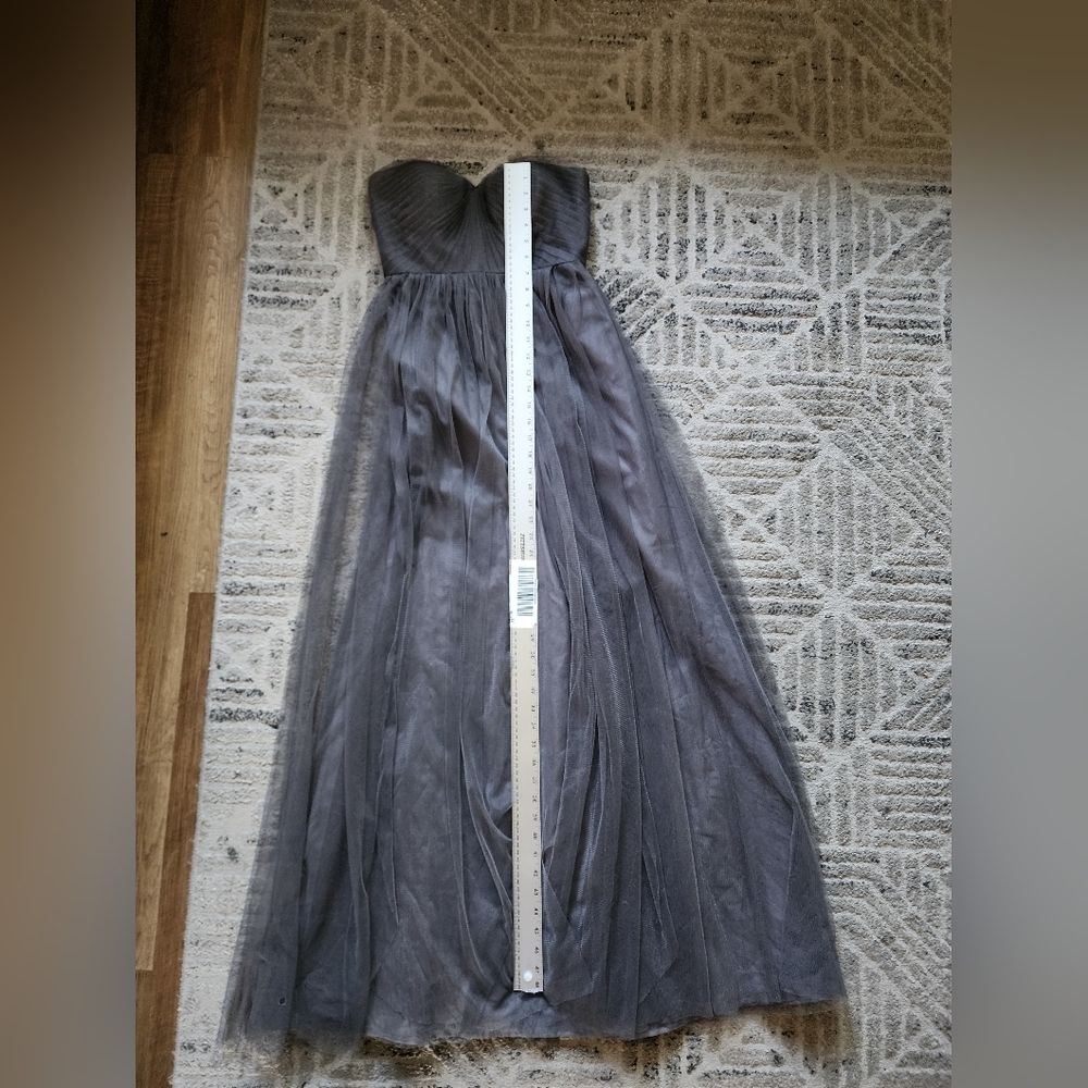 Jenny Yoo Gray Strapless Chiffon Gown Bridesmaid Formal Homecoming Dress - Picture 10 of 10